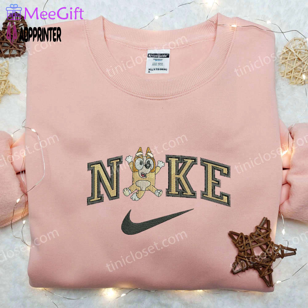 Bingo x swoosh nike embroidered shirt – stylish nike shirt with bluey embroidery Embroidered Shirt