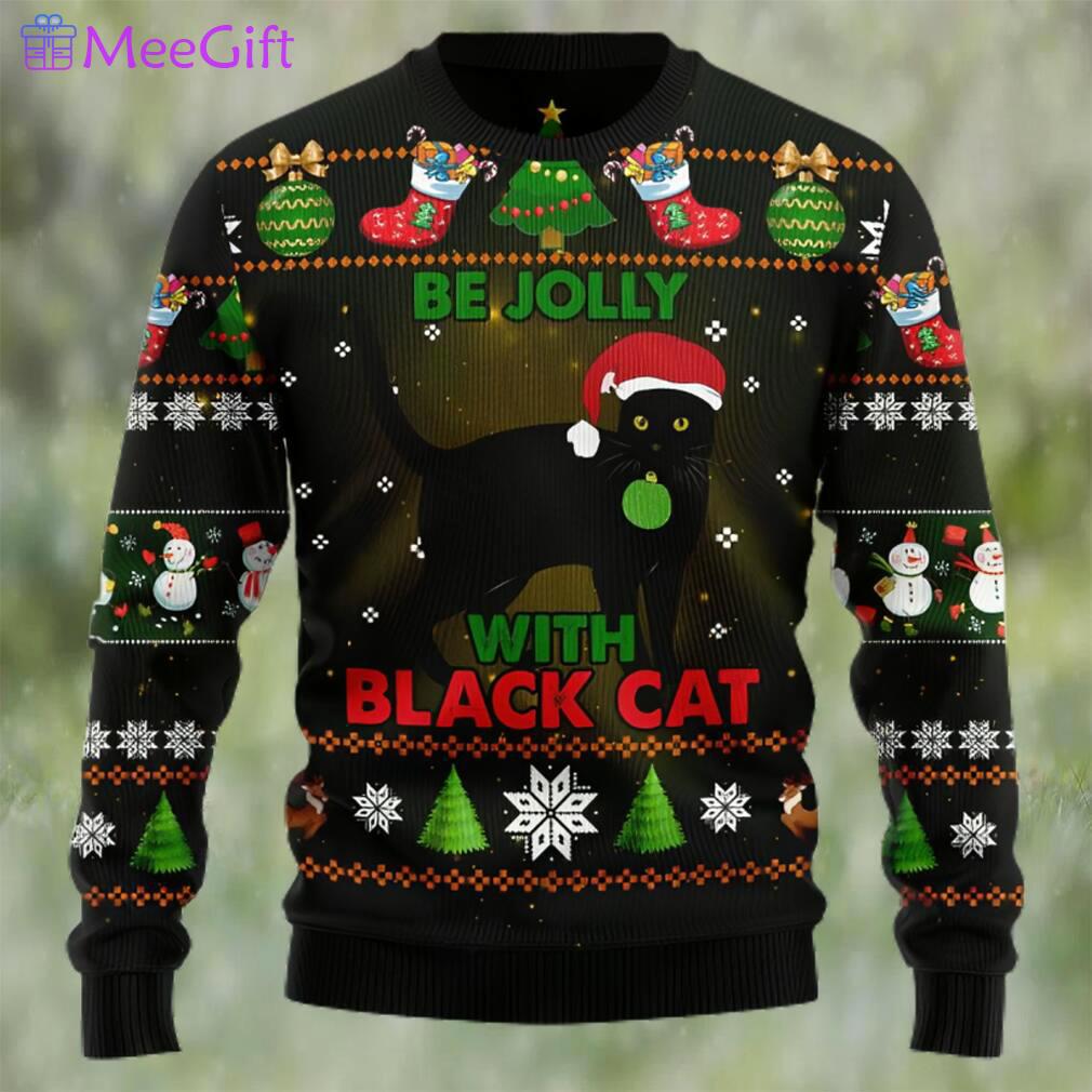 Black cat be jolly ugly christmas sweater Christmas Ugly Sweater