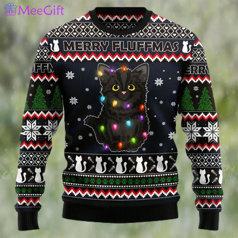 Black cat fluffmas ugly christmas sweater Christmas Ugly Sweater