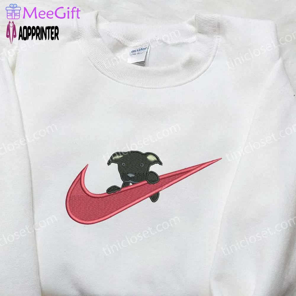 Black dog x nike embroidered shirt: animal & custom nike design Embroidered Shirt