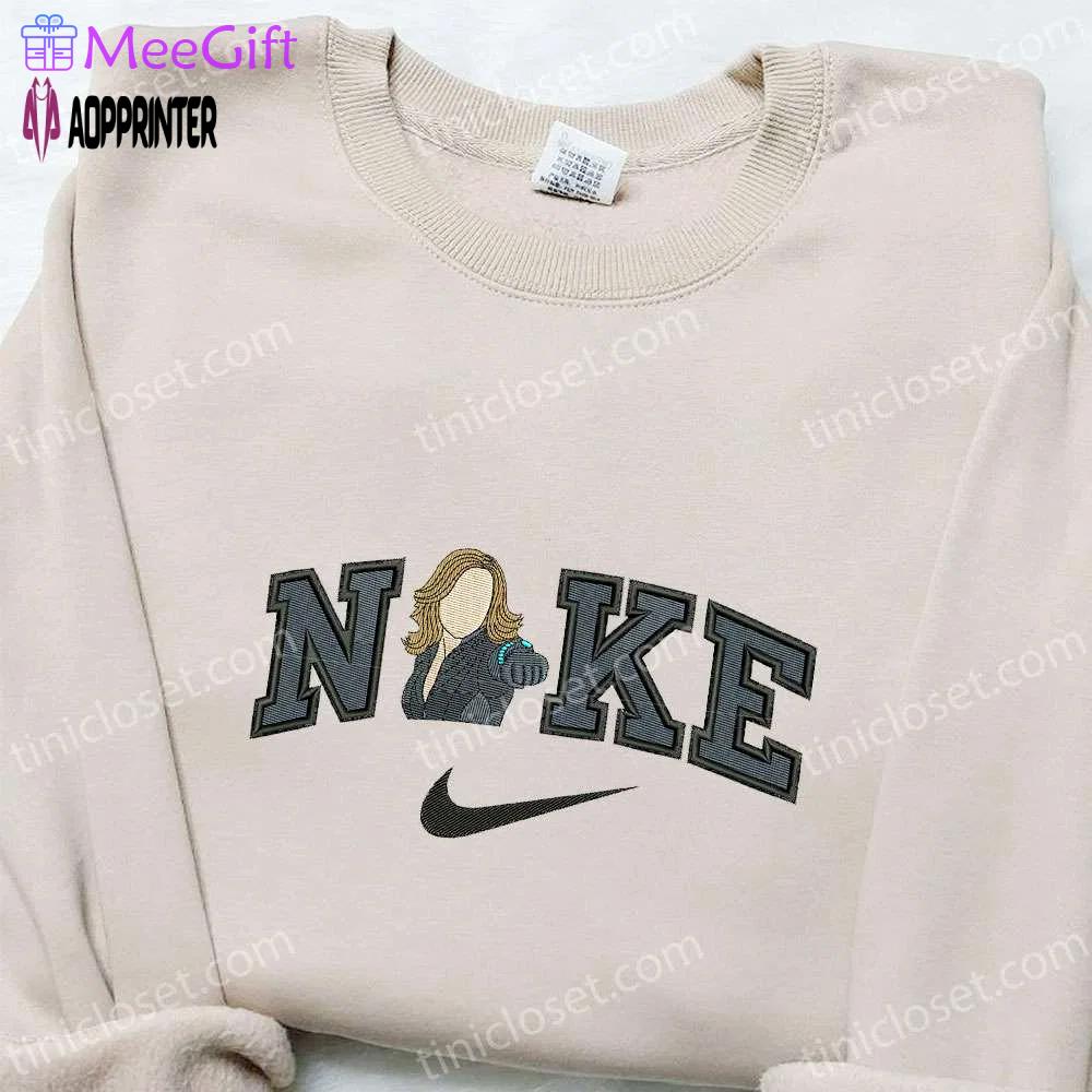 Black widow x nike movie embroidered shirt: marvel comics customized nike gear Embroidered Shirt
