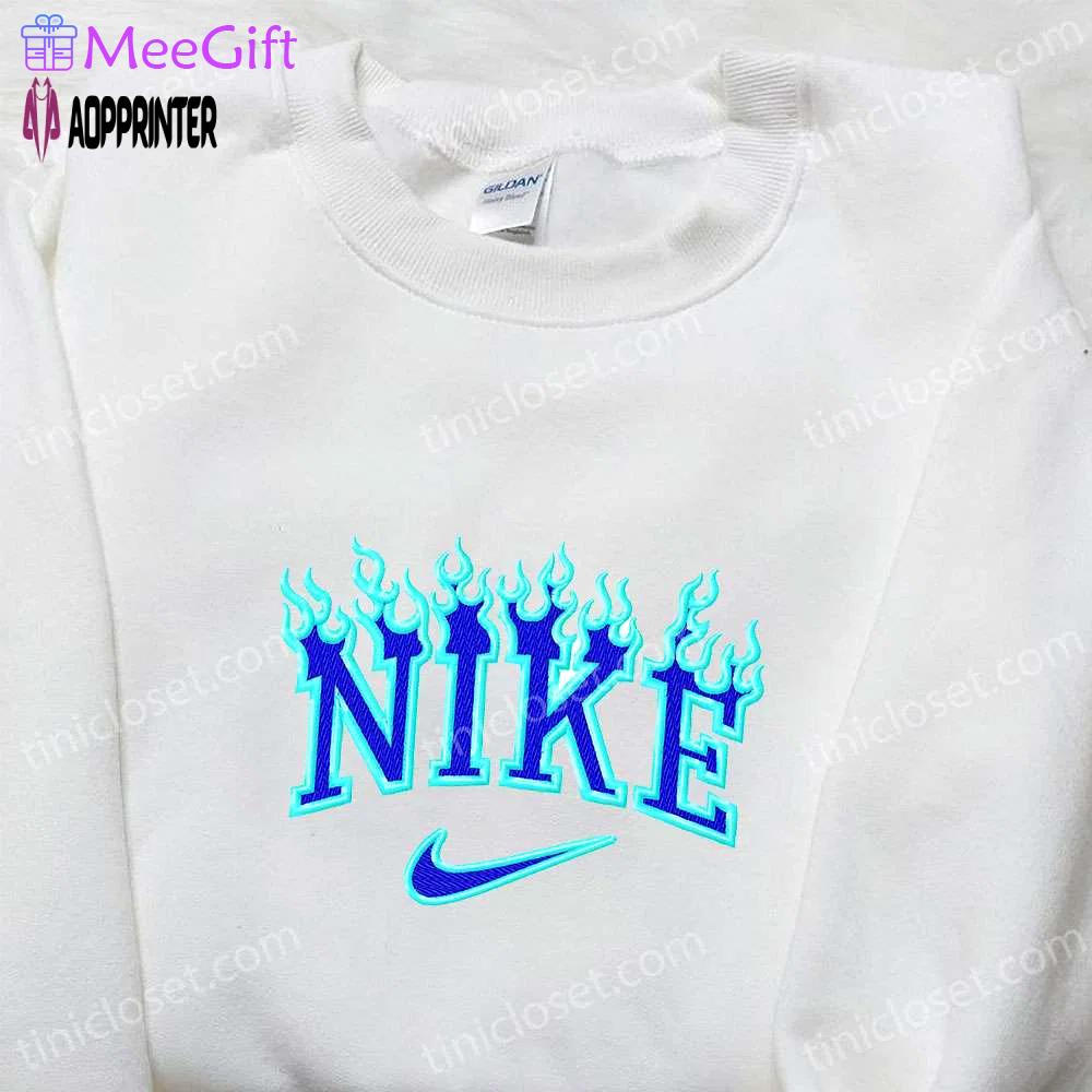 Blue fire x nike embroidered shirt: nike inspired best family gift Embroidered Shirt