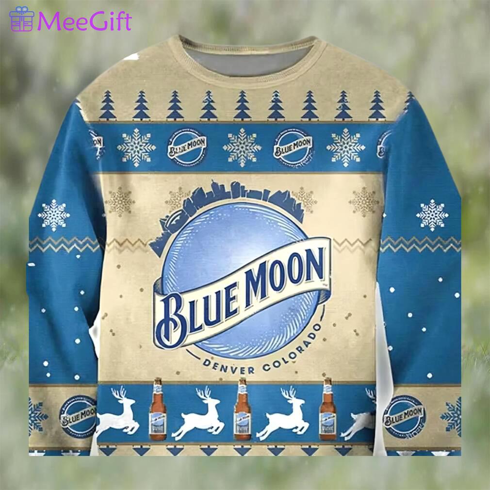 Blue moon ugly christmas sweater, faux wool sweater, international beer day, gifts for beer lovers, best christmas gifts for 2022 ? prinvity Christmas Ugly Sweater