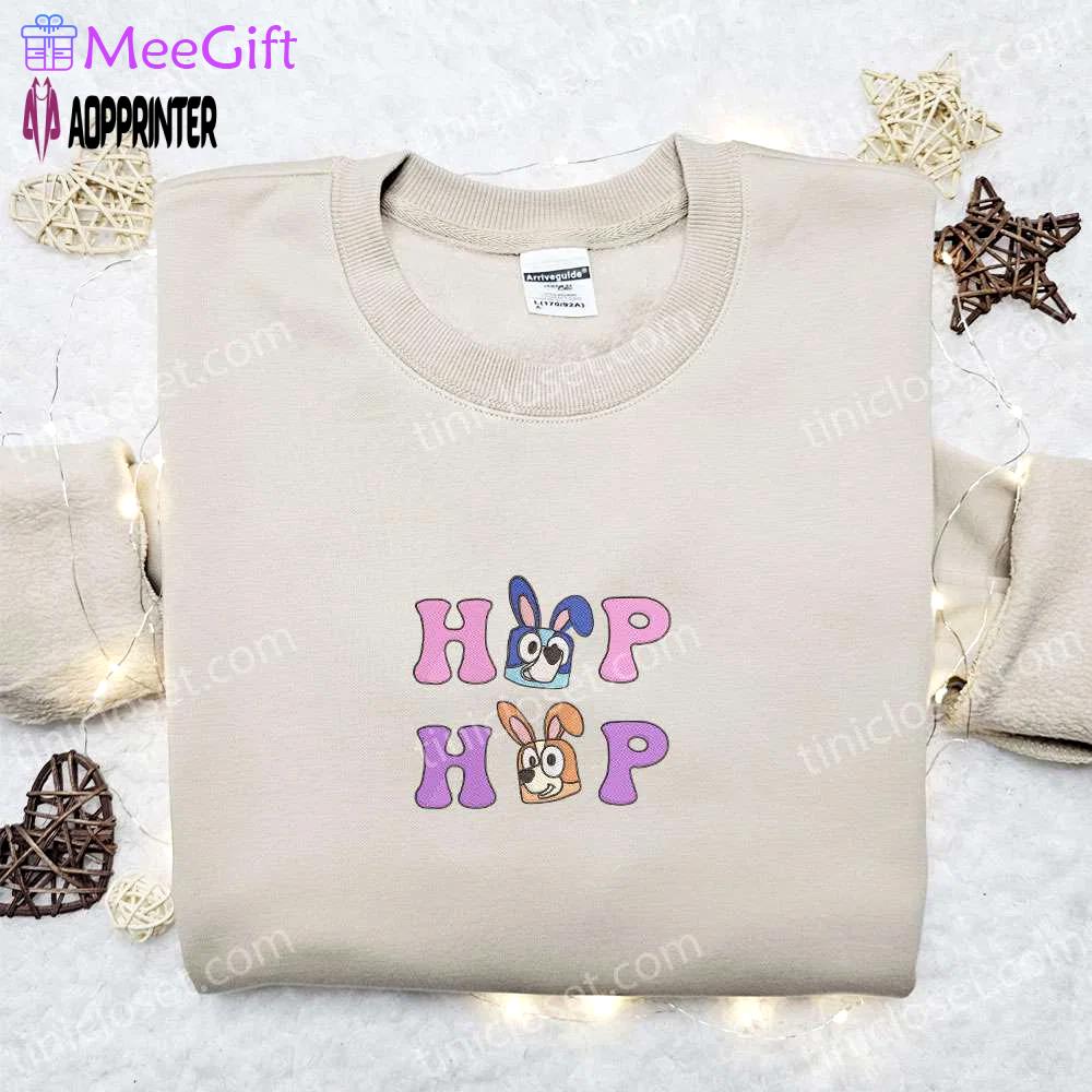Bluey & bingo hop hop shirt thanksgiving hoodie best holiday gift idea Embroidered Shirt
