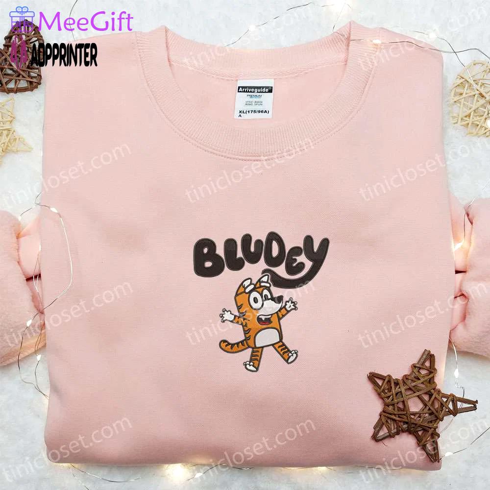 Bluey cartoon embroidered shirt & hoodie: perfect gift idea with bludey tiger best quality Embroidered Shirt