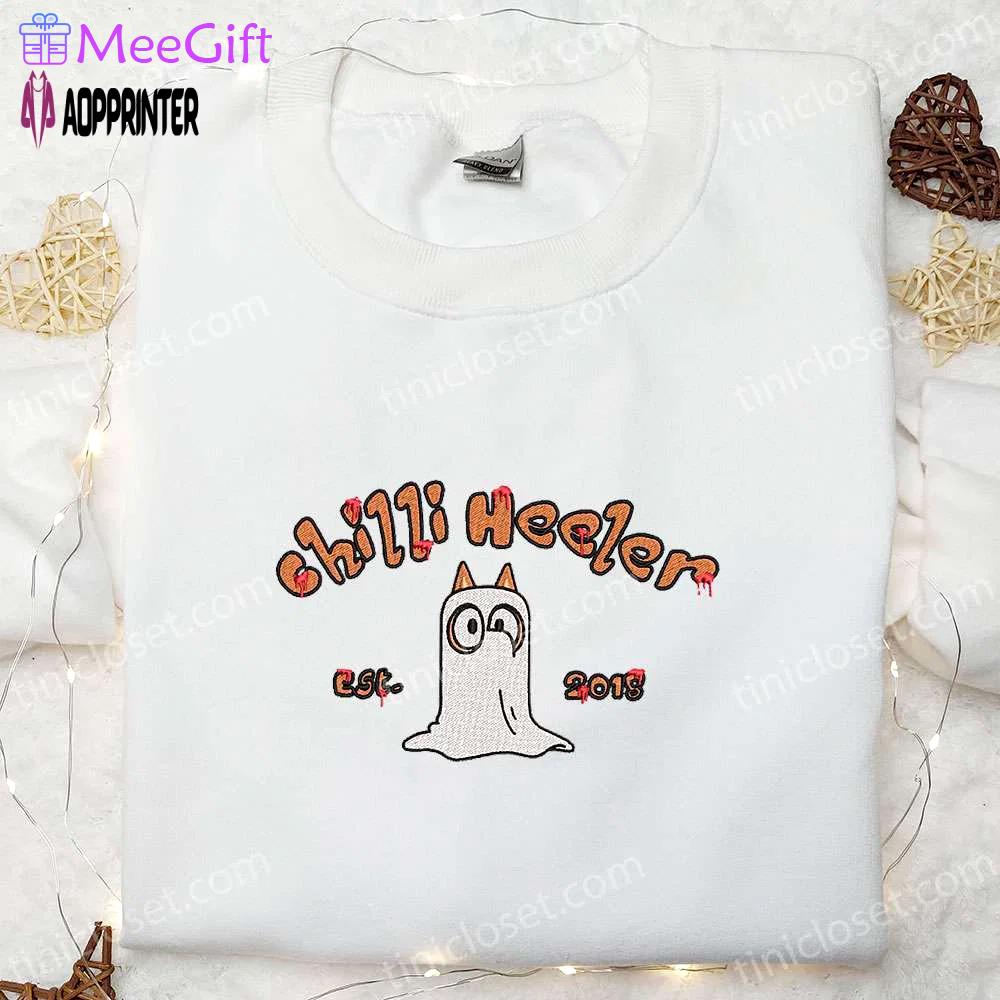 Bluey chilli heeler est 2018 halloween embroidered shirt – best family halloween gift Embroidered Shirt