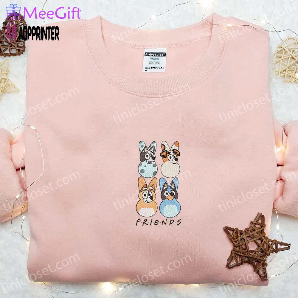 Bluey friends embroidered shirt & cartoon hoodie – perfect thanksgiving day gift idea Embroidered Shirt