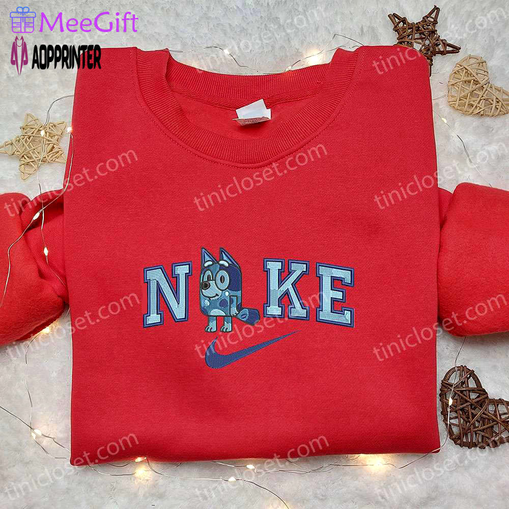 Bluey x nike cartoon embroidered sweatshirt – stylish & unique nike inspired shirt Embroidered Shirt