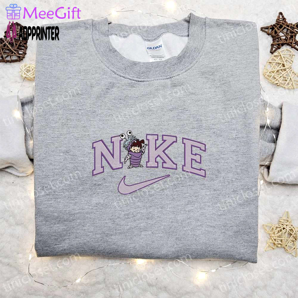 Boo monsters x nike cartoon embroidered hoodie & disney characters shirt – best family gift ideas Embroidered Shirt