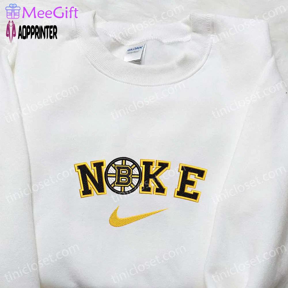 Boston bruins x nike embroidered shirt: nhl sports hoodie with nike-inspired design Embroidered Shirt