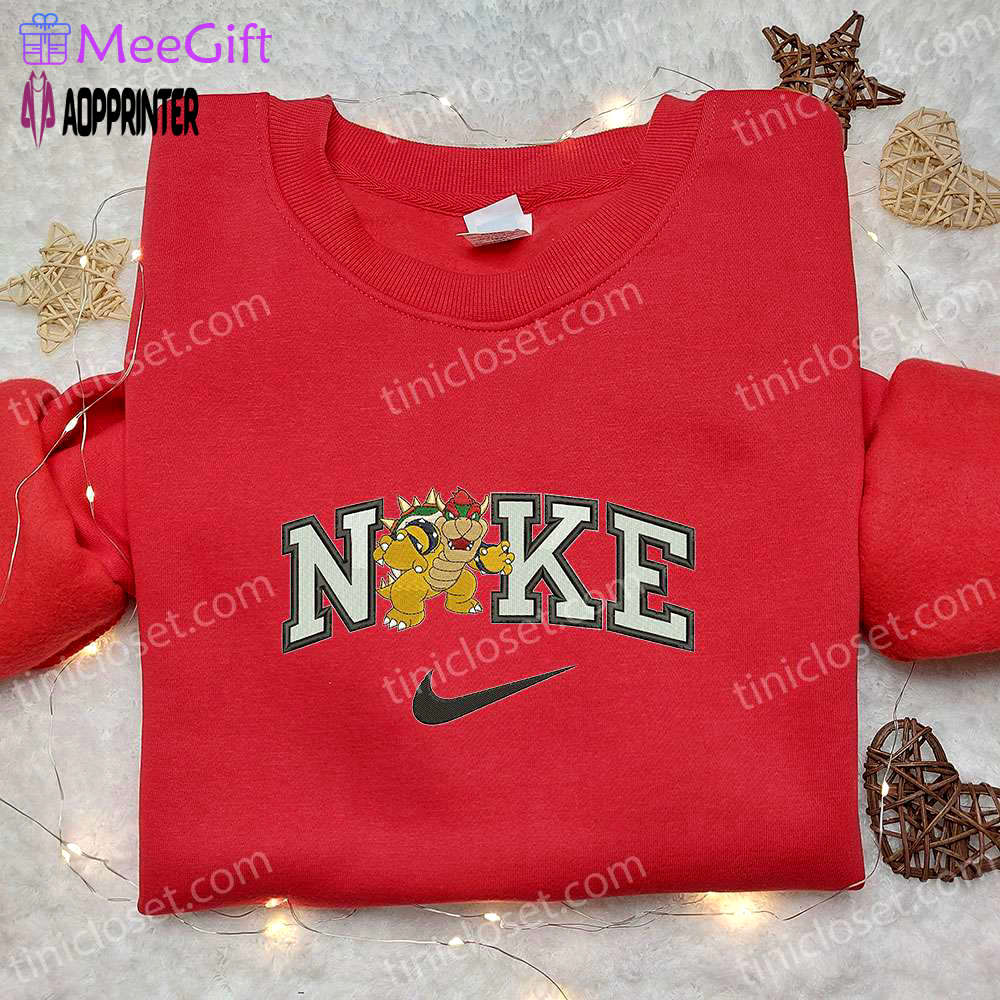 Bowser x nike movie hoodie & super mario shirt: embroidered nike inspired apparel Embroidered Shirt