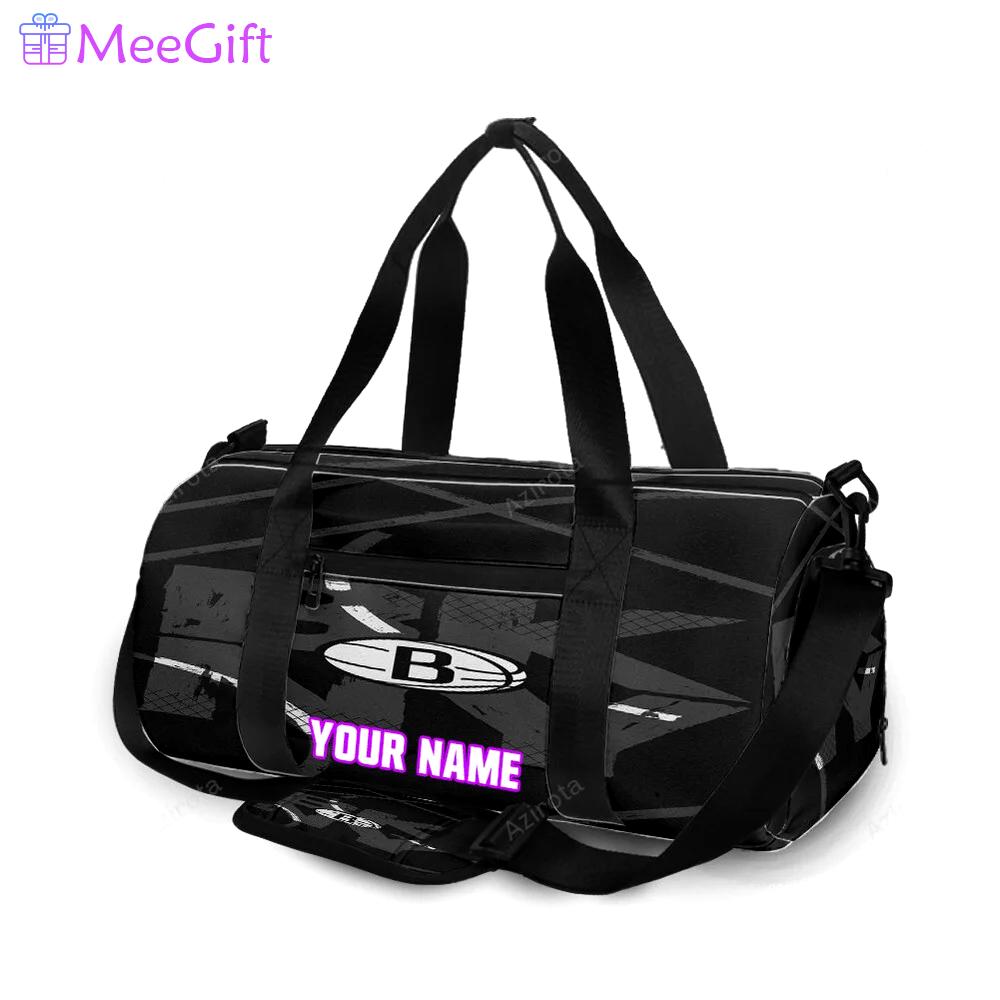 Brooklyn nets ball white text personalized name travel bag gym bag 1519 Travel Bag