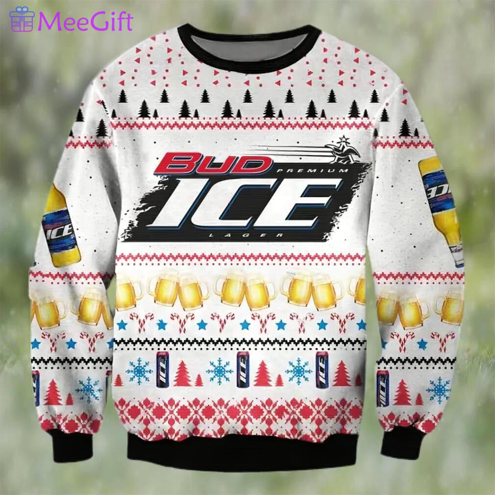 Bud ice lager beer ugly christmas sweater, faux wool sweater, international beer day, gifts for beer lovers, best christmas gifts for 2022 ? prinvity Christmas Ugly Sweater