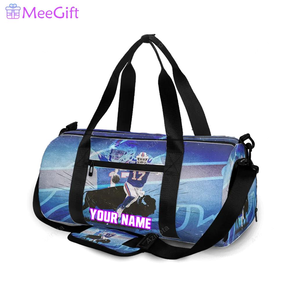 Buffalo bills 17 josh allen v7 personalized name travel bag gym bag 465 Travel Bag