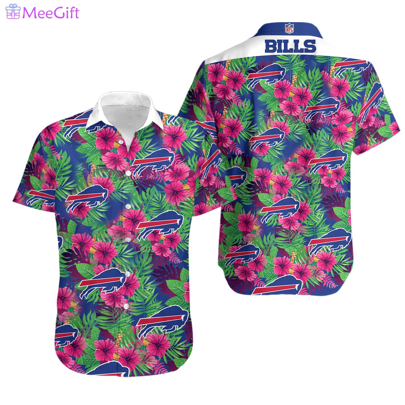 Buffalo bills hawaiian shirt buffalo bills hibiscus flowers pink blue hawaii shirt Hawaii Shirt Shorts & Flip Flops