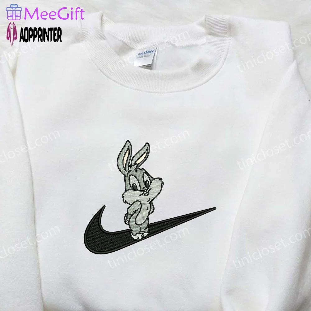 Bugs bunny baby x nike embroidered shirt – cartoon nike shirt Embroidered Shirt