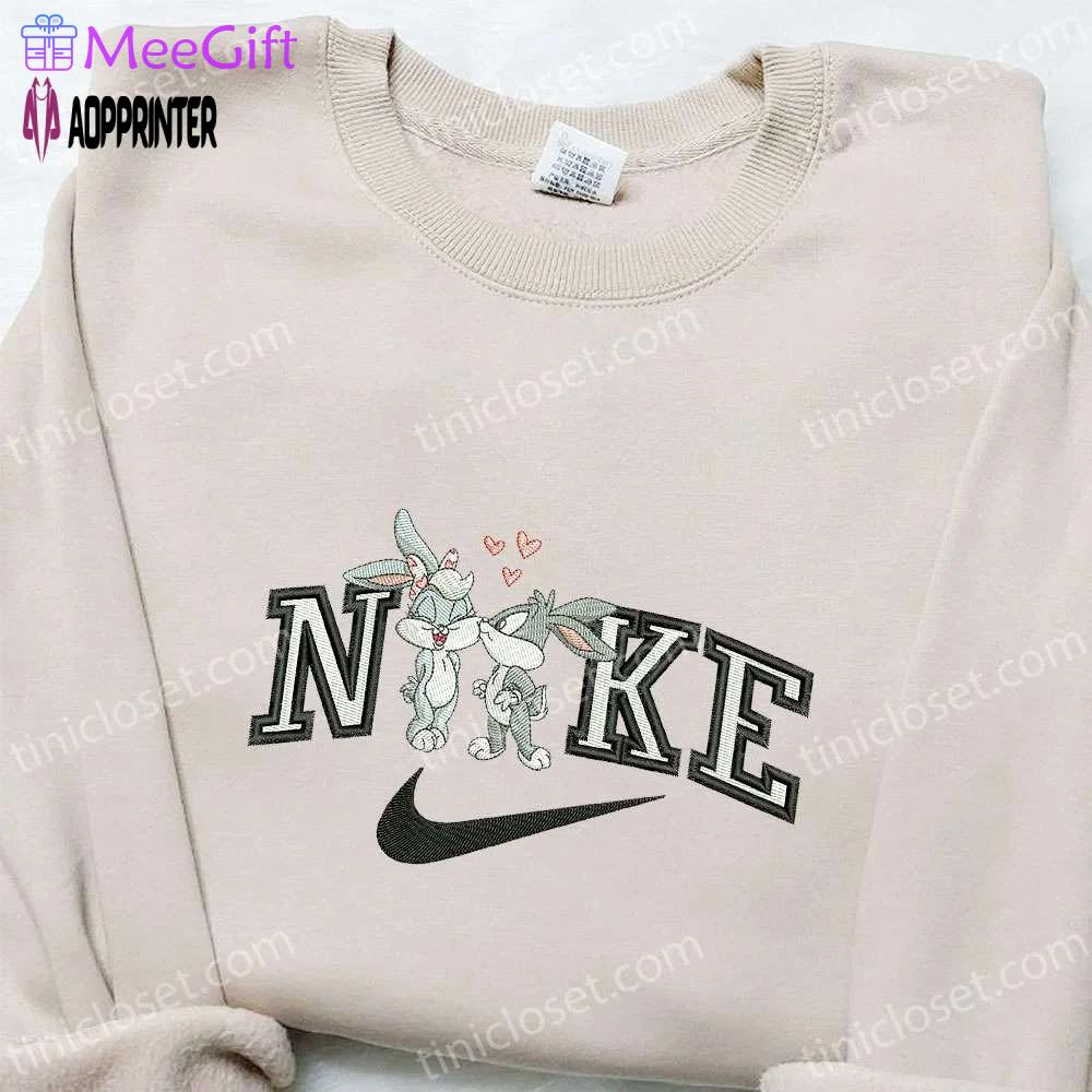Bugs bunny & lola x nike embroidered shirt disney characters sweatshirt & hoodie: custom embroidery Embroidered Shirt