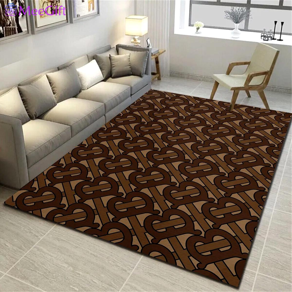 Burberry brown logo type 238. Upgrade Your Living Room with Luxury Home Decor: Area Carpets, Floor Decor, Door Mats, and Hot Gift Items with style a High-End Fashion Brand Rectangle Rug