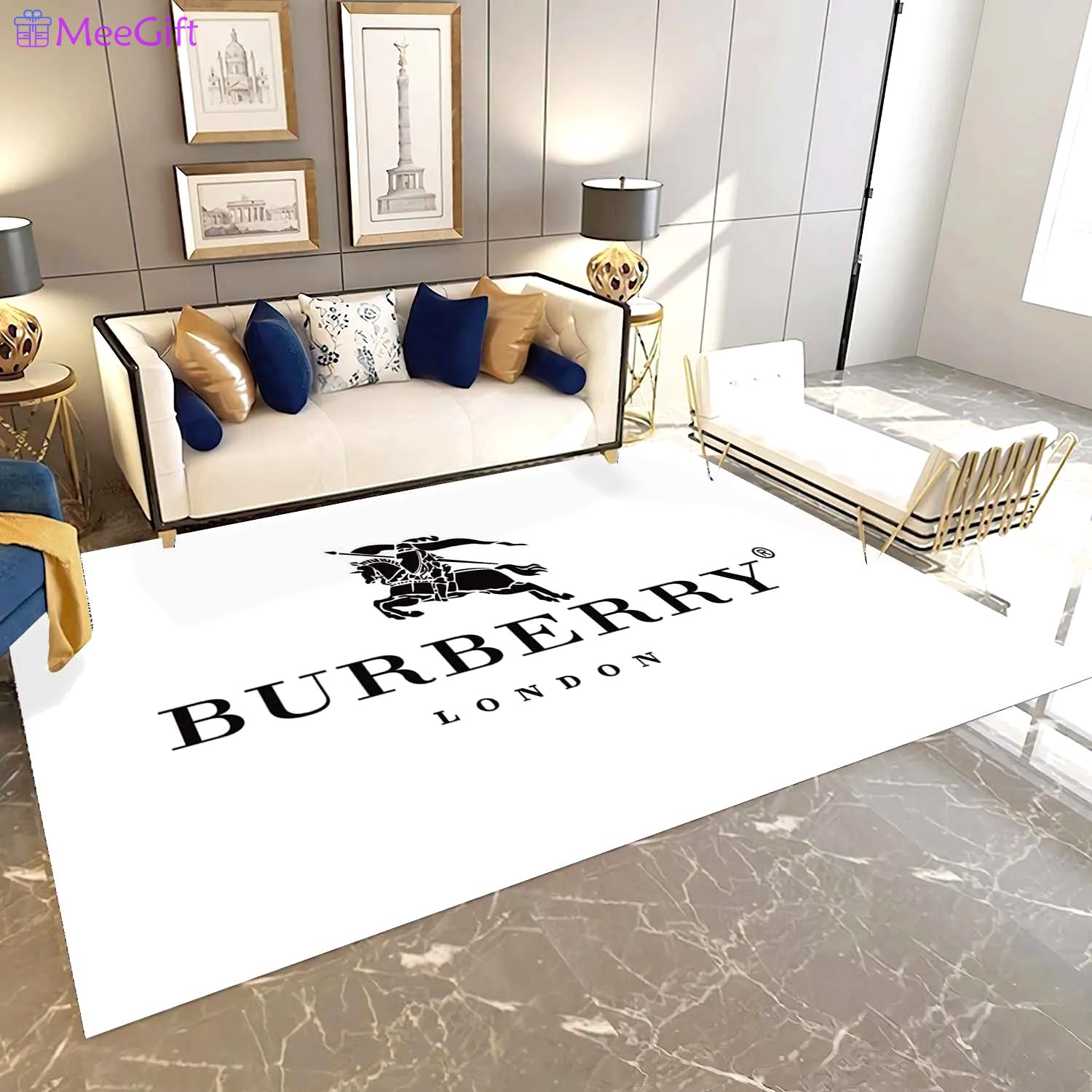 Burberry white logo type 240. Upgrade Your Living Room with Luxury Home Decor: Area Carpets, Floor Decor, Door Mats, and Hot Gift Items with style a High-End Fashion Brand Rectangle Rug