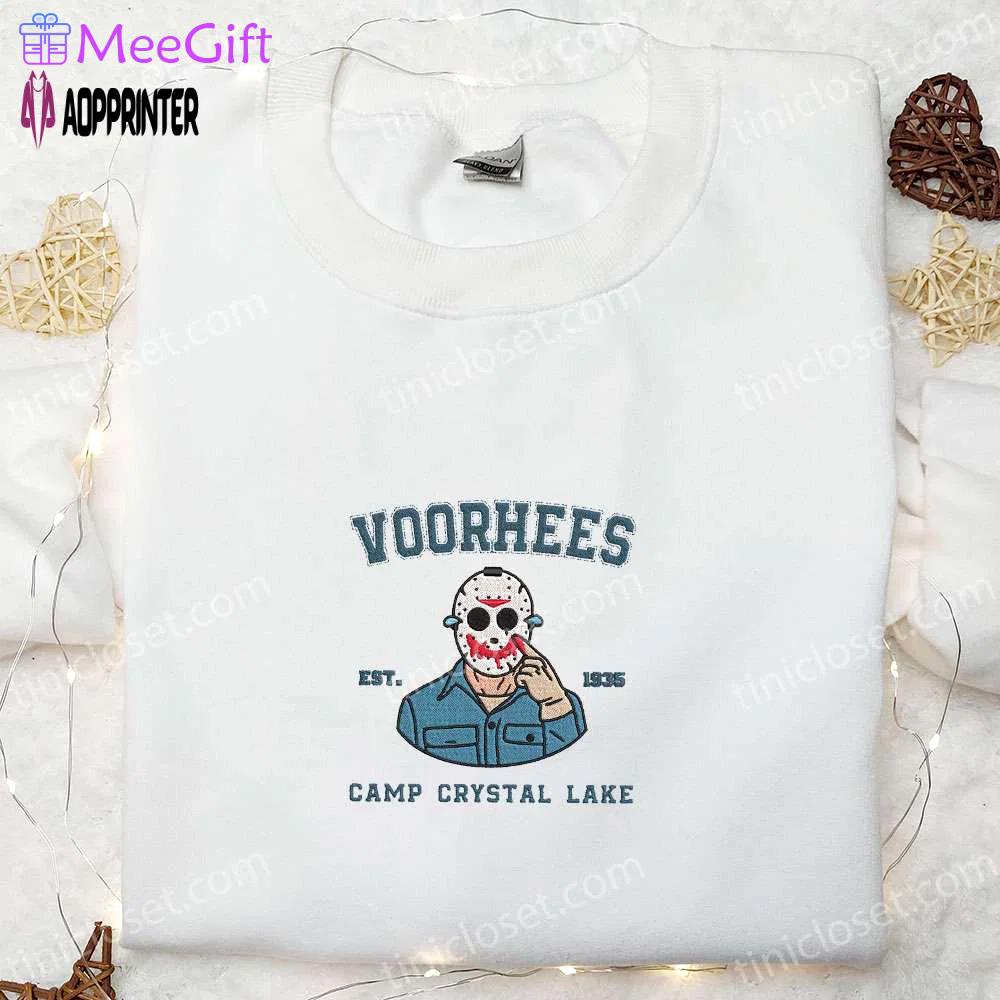 Camp crystal lake est 1935 embroidered sweatshirt: best halloween gifts friday the 13th horror movie hoodie Embroidered Shirt