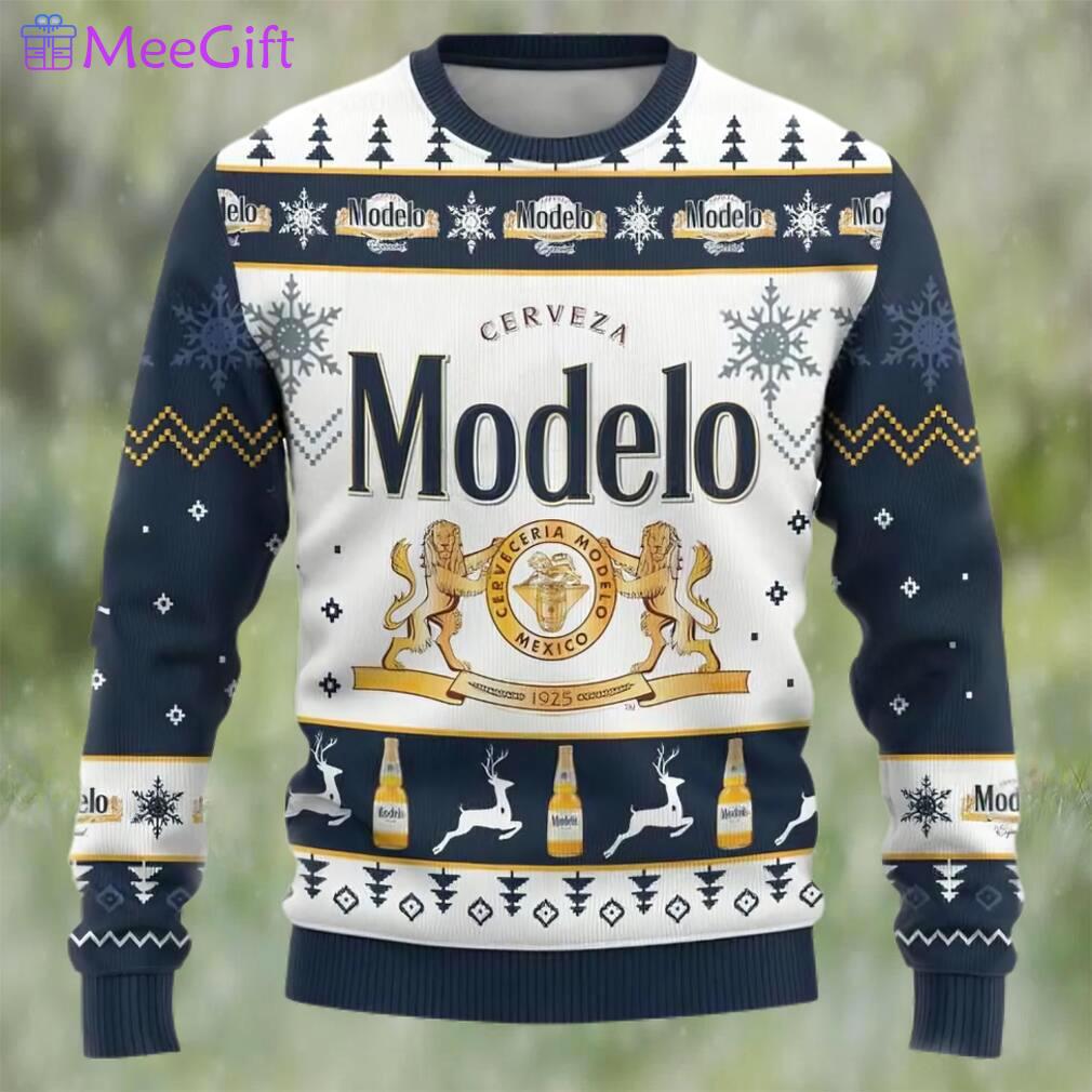Cerveceria modelo beer ugly christmas sweater, faux wool sweater, gifts for beer lovers, international beer day, best christmas gifts for 2022 ? prinvity Christmas Ugly Sweater