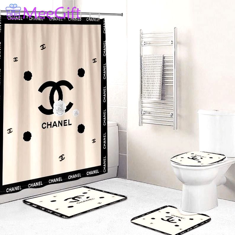 Chanel beige bath mat hypebeast bathroom sets home decor luxury fashion brand Bathroom Set
