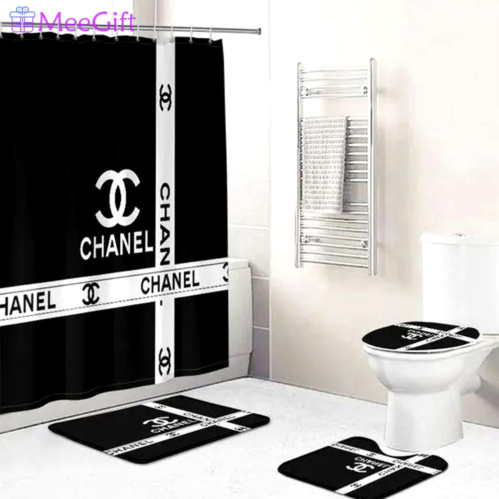 Chanel black white bath mat home decor luxury fashion brand hypebeast bathroom sets Bathroom Set