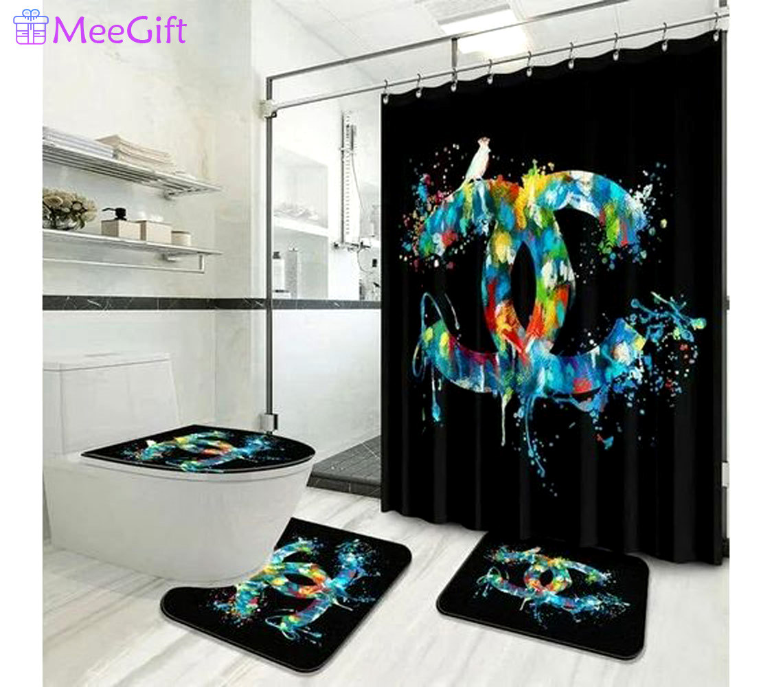 Chanel colorful bathroom set home decor hypebeast luxury fashion brand bath mat Bathroom Set