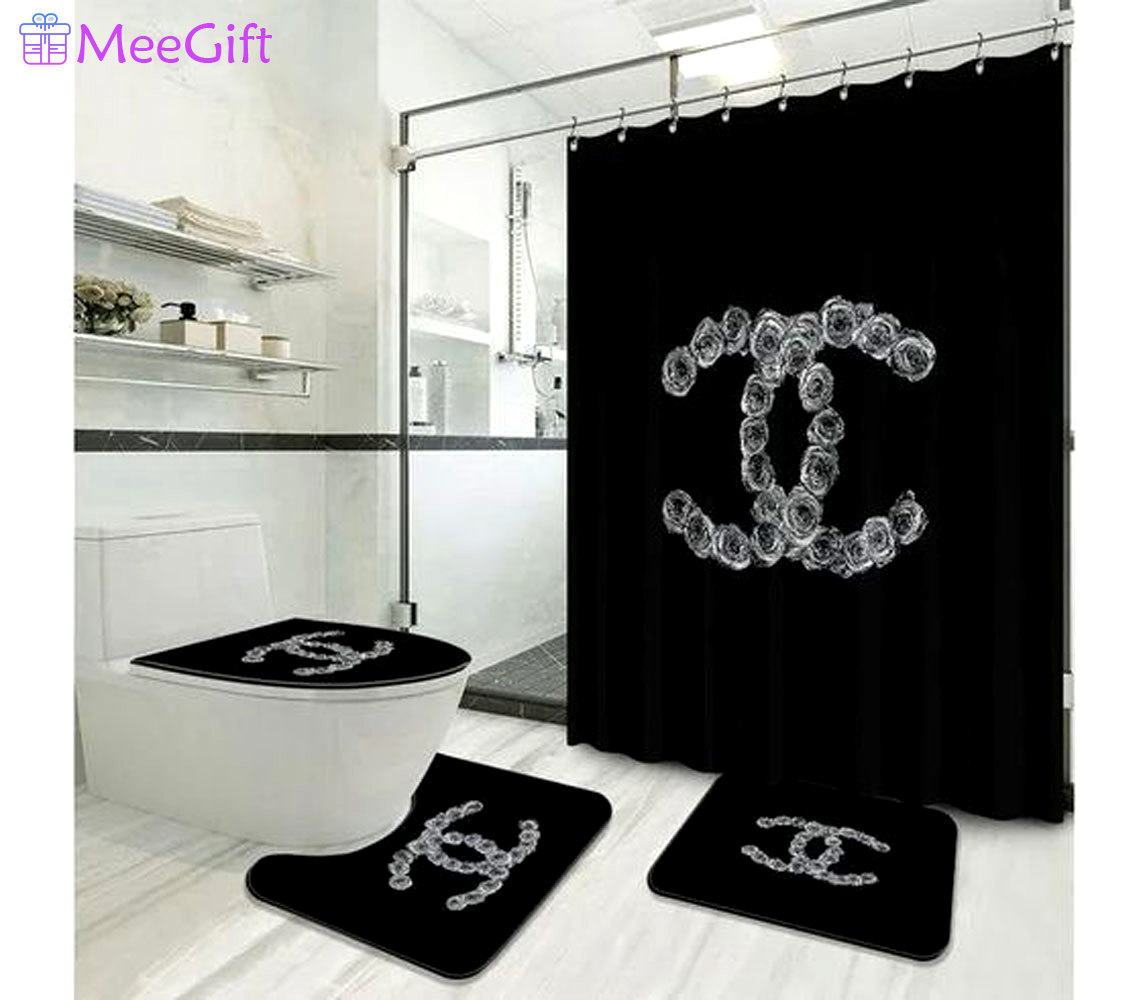 Chanel flower hypebeast bathroom sets bath mat luxury fashion brand home decor Bathroom Set