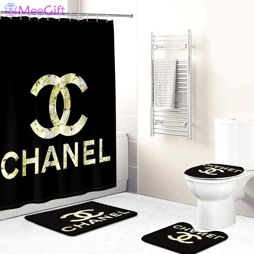 Chanel gold bath mat luxury fashion brand bathroom sets home decor hypebeast Bathroom Set