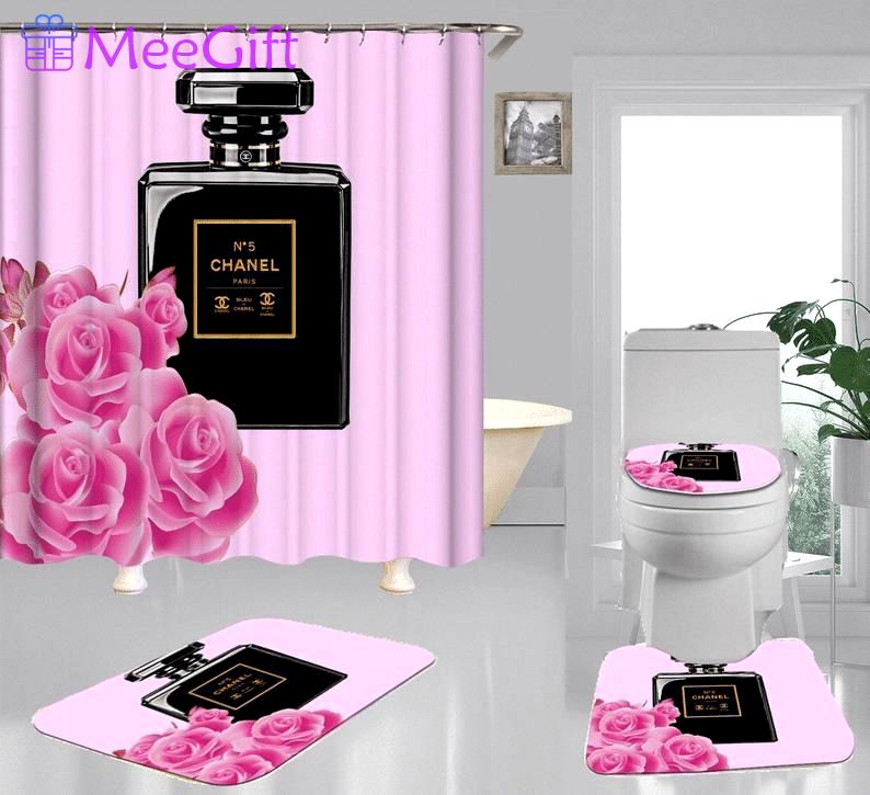 Chanel perfume bathroom sets bath mat luxury fashion brand hypebeast home decor Bathroom Set