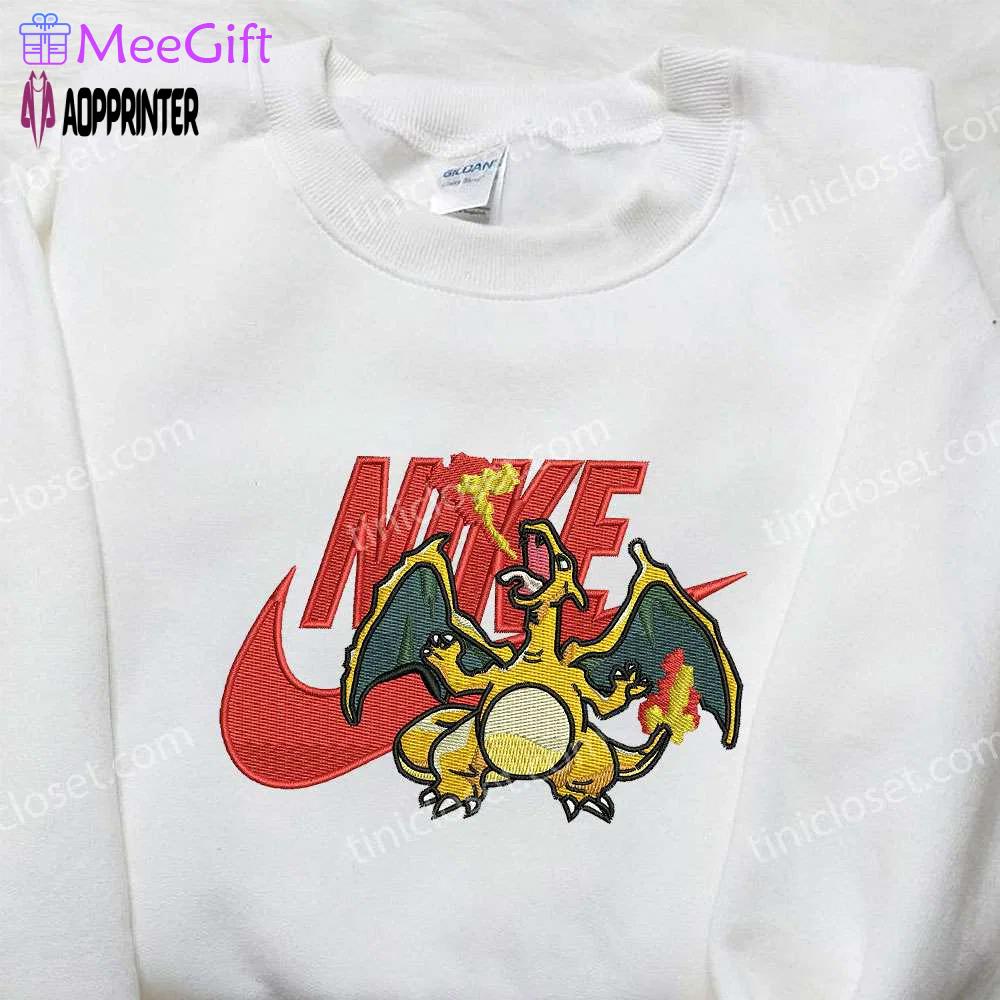 Charizard x nike embroidered sweatshirt: pokemon & nike inspired shirt Embroidered Shirt