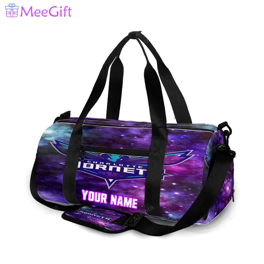 Charlotte hornets purple galaxy personalized name travel bag gym bag 1308 Travel Bag