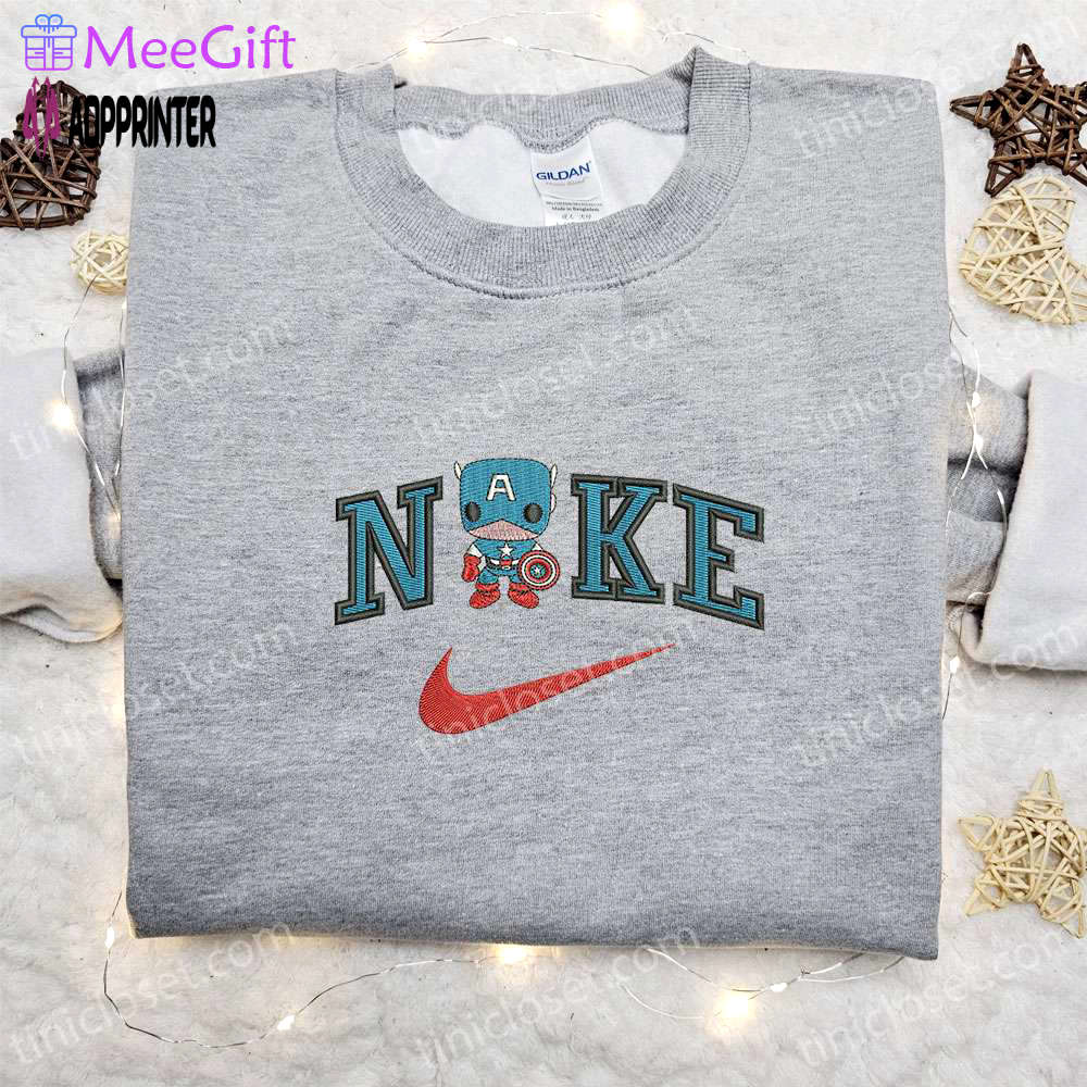 Chibi baseball classic cap men hattain america x nike movie embroidered shirt: best birthday gift idea with nike-inspired style Embroidered Shirt