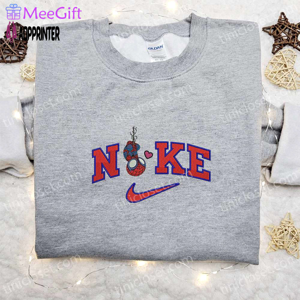 Chibi spider man love x nike movie sweatshirt marvel cosmic & nike inspired embroidered shirts Embroidered Shirt