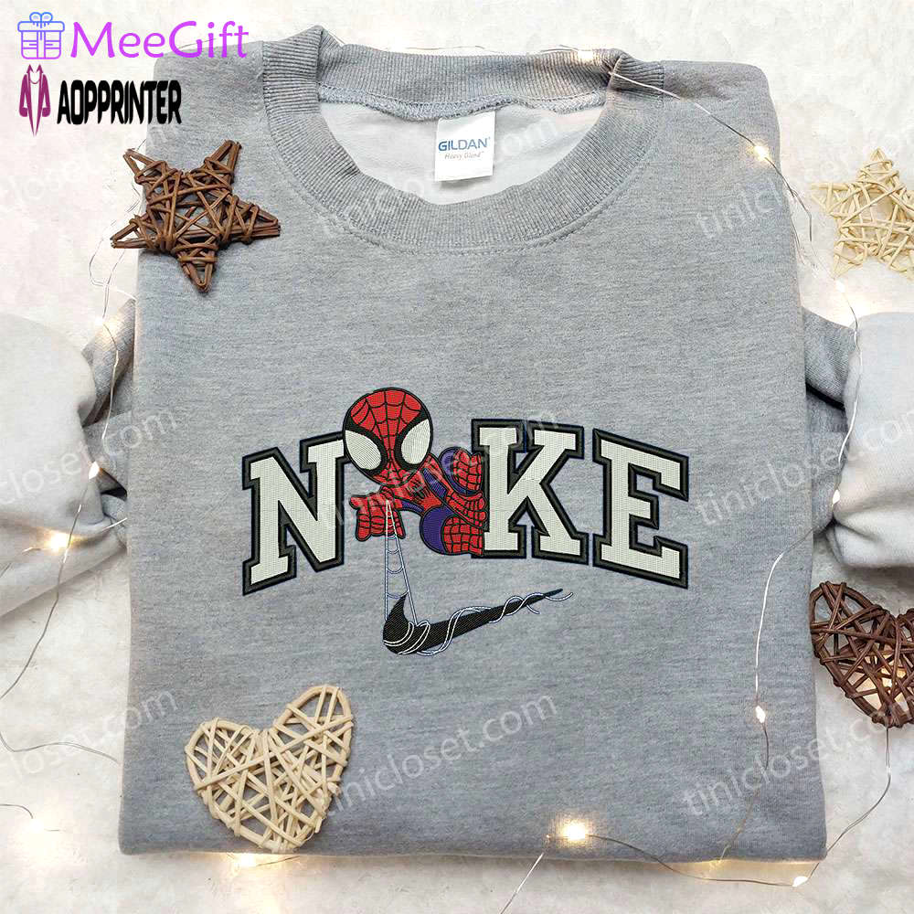 Chibi spider-man x nike embroidered sweatshirt – best family gift nike inspired shirt Embroidered Shirt