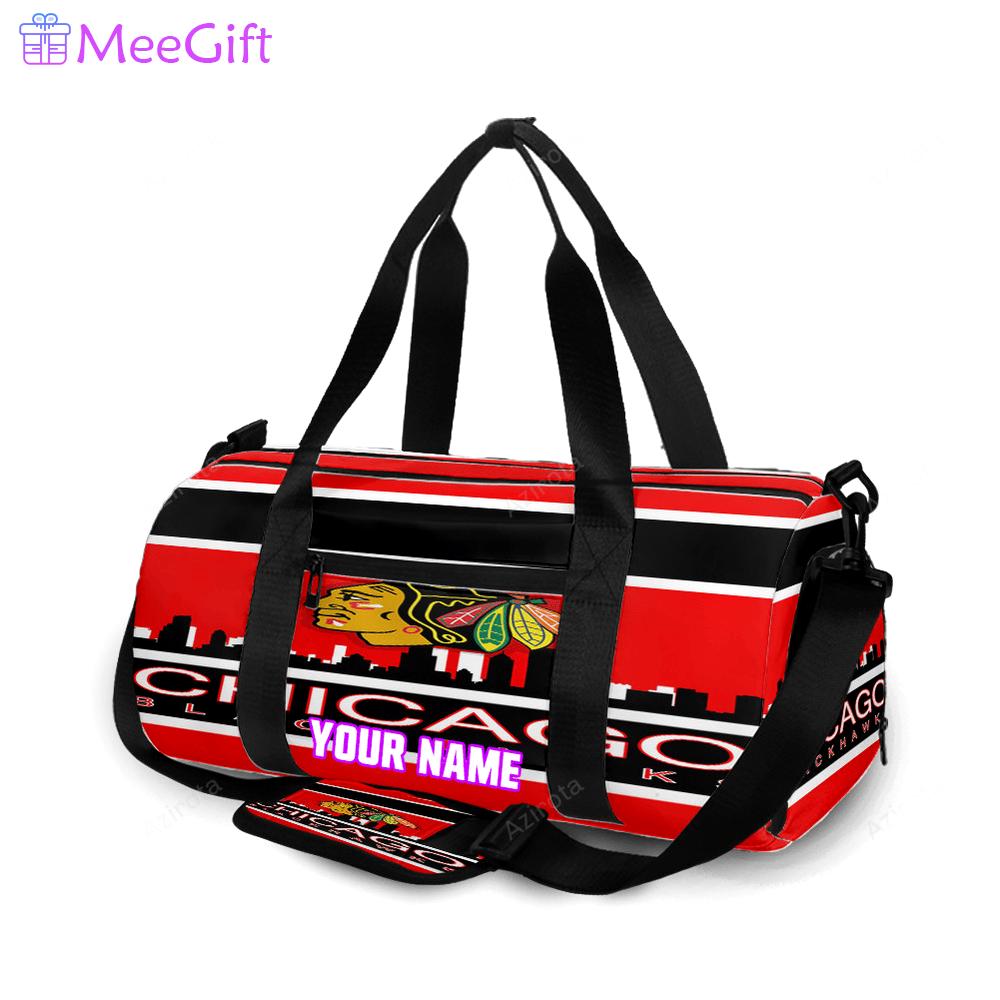Chicago blackhawks emblem city personalized name travel bag gym bag 540 Travel Bag