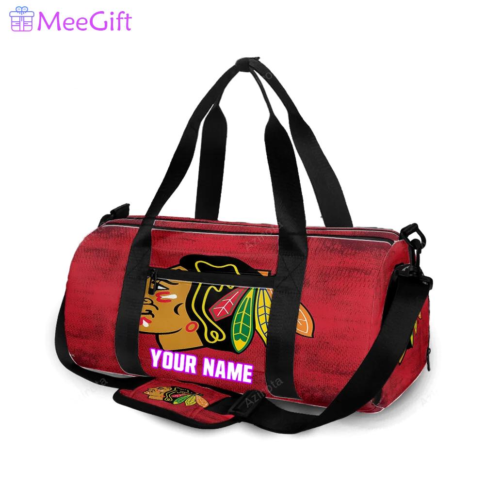 Chicago blackhawks emblem texture12 personalized name travel bag gym bag 2038 Travel Bag