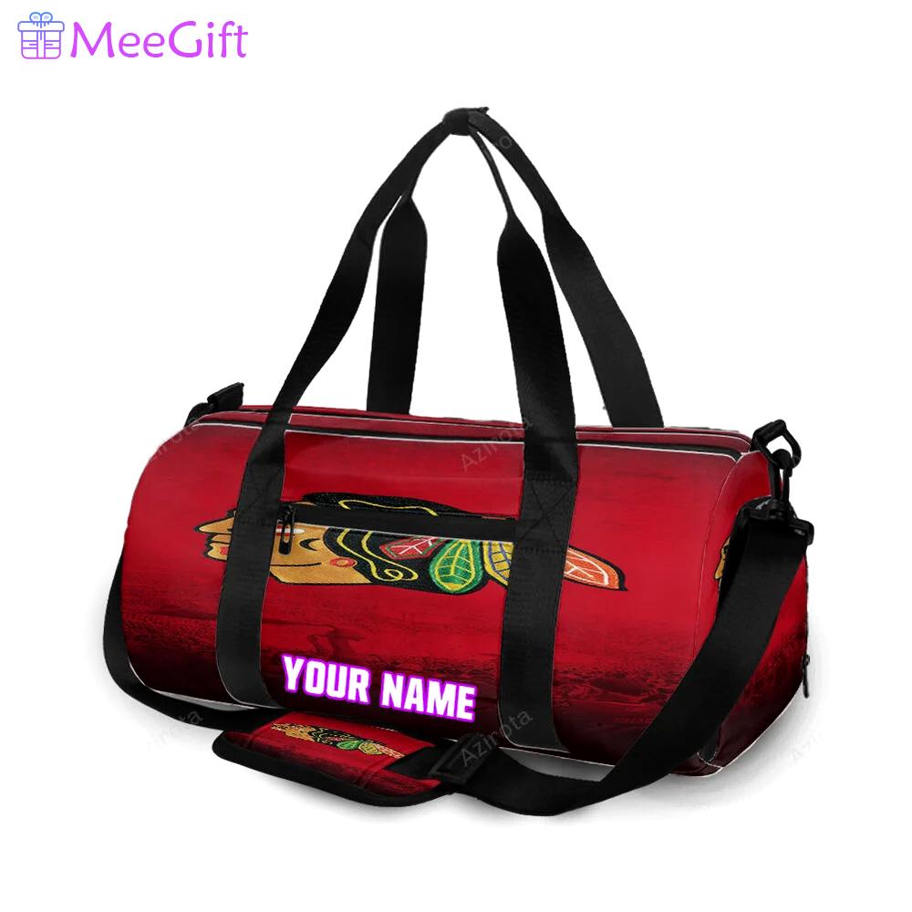 Chicago blackhawks emblem texture4 personalized name travel bag gym bag 1106 Travel Bag