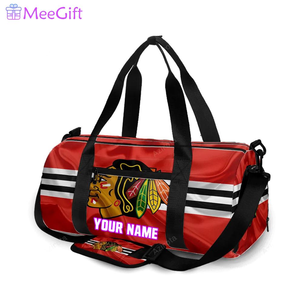 Chicago blackhawks emblem texture6 personalized name travel bag gym bag 300 Travel Bag