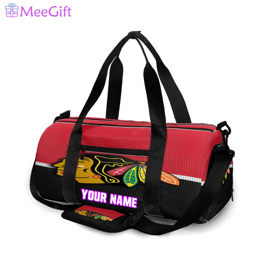 Chicago blackhawks emblem texture8 personalized name travel bag gym bag 2034 Travel Bag