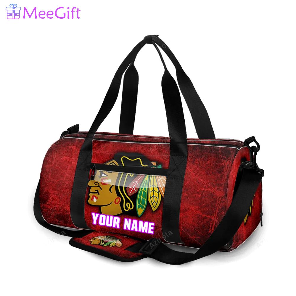 Chicago blackhawks emblem texture9 personalized name travel bag gym bag 1891 Travel Bag