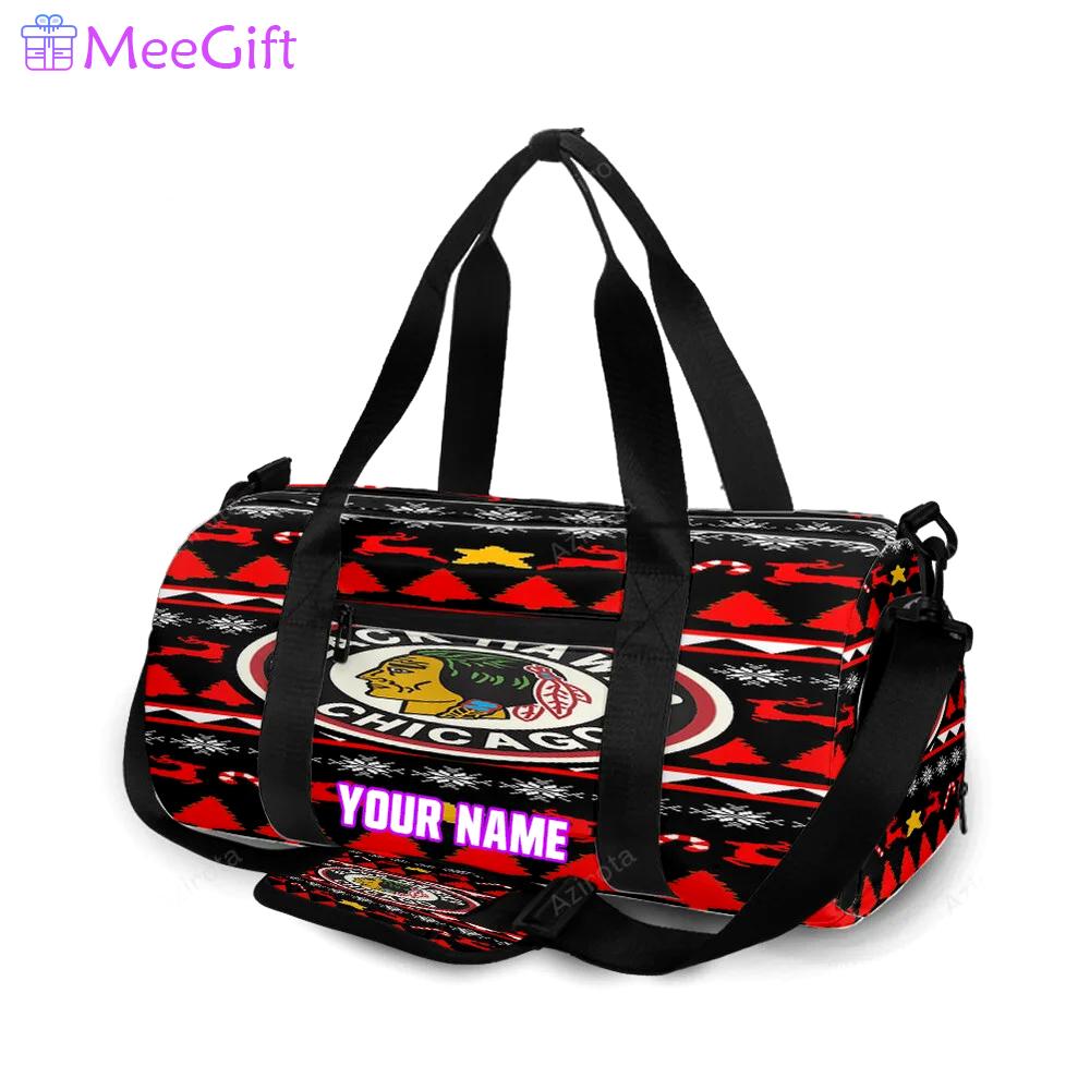 Chicago blackhawks symbol xmas personalized name travel bag gym bag 1885 Travel Bag