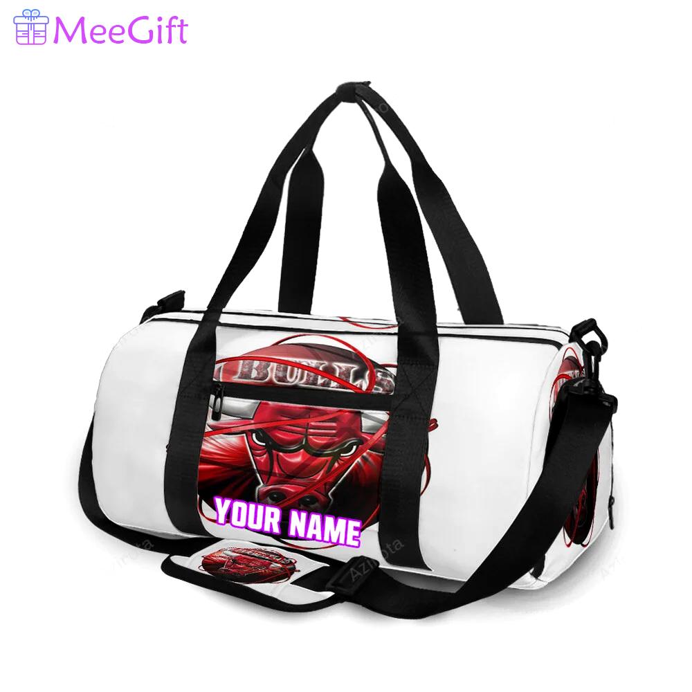 Chicago bulls emblem v10 personalized name travel bag gym bag 434 Travel Bag