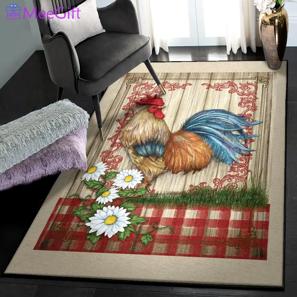 Chicken large living room rugs, rooster rug Rectangle Rug