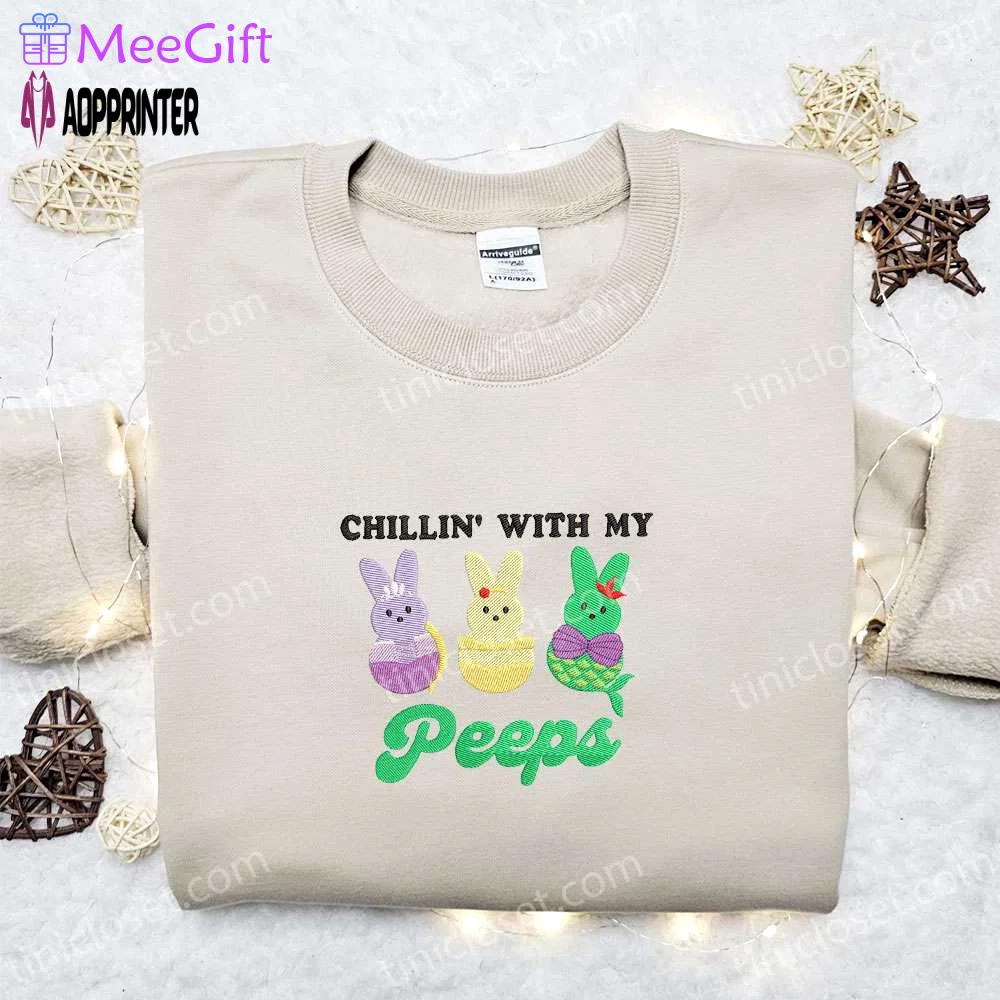 Chillin with my peeps: disney princesses shirt & hoodie – thanksgiving day gift ideas Embroidered Shirt