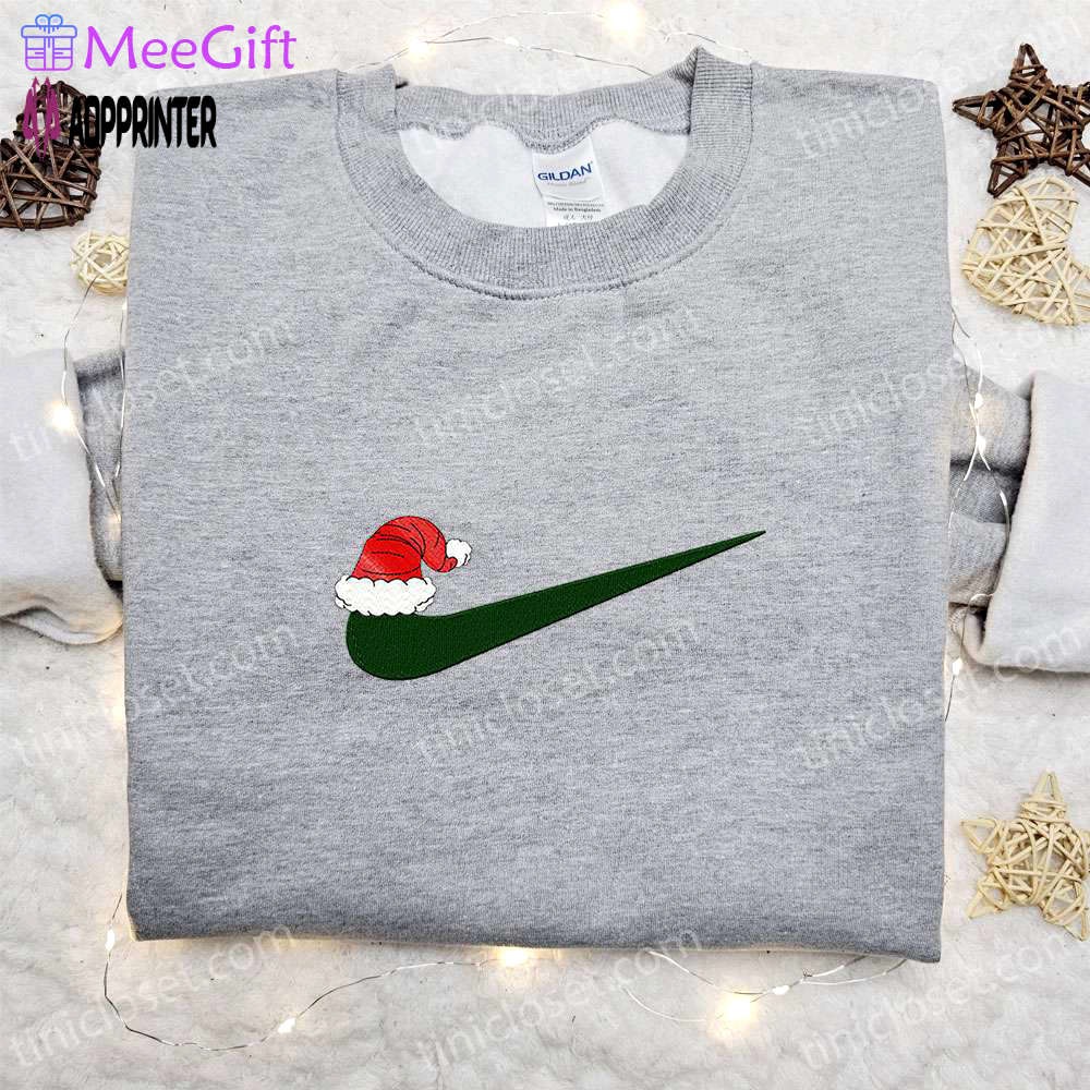 Christmas hat x swoosh embroidered sweatshirt: nike inspired best gift ideas Embroidered Shirt