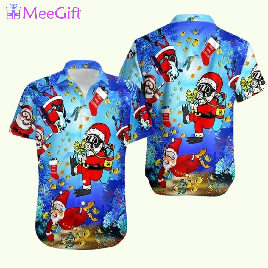 Christmas santa claus dives hawaiian shirt Hawaii Shirt Shorts & Flip Flops
