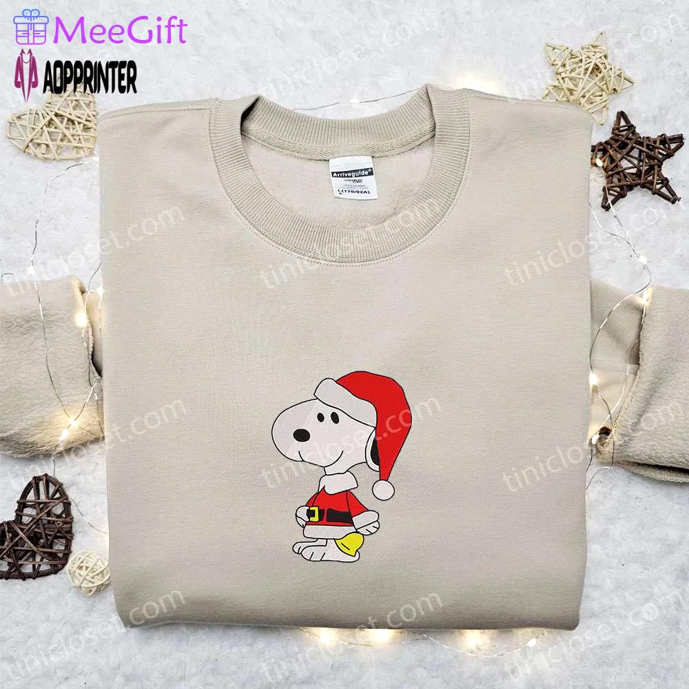 Christmas snoopy santa shirt & peanuts cartoon hoodie: best family gifts Embroidered Shirt
