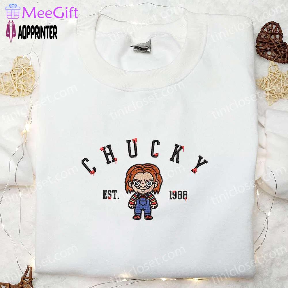 Chucky est 1988 embroidered shirt – horror characters gift for halloween Embroidered Shirt